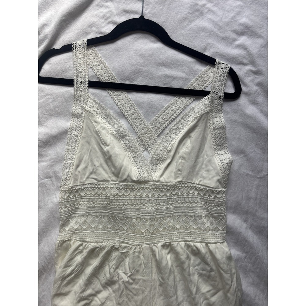 NEW SHEIN VCAY Cream  Ruffle Lace‎ Hem Jumpsuit Plus Size Large/10 E27